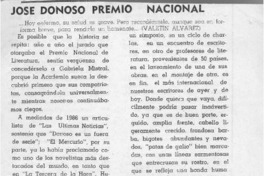 José Donoso Premio Nacional  [artículo] Valentín Alvarez.