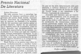 Premio Nacional de Literatura  [artículo] Pedro Lastra