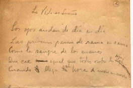 La vida es sueño  [manuscrito] Vicente Huidobro.