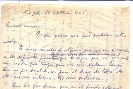 [Carta], 1945 sept. 10 Nueva York, Estados Unidos <a> Luis Vargas Rosas, Chile  [manuscrito] Vicente Huidobro.