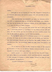 [Carta], 1939 dic. Santiago, Chile <a> María García-Huidobro Fernández, Santiago, Chile  [manuscrito] Vicente Huidobro.