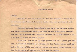 [Carta], 1939 dic. Santiago, Chile <a> María García-Huidobro Fernández, Santiago, Chile  [manuscrito] Vicente Huidobro.
