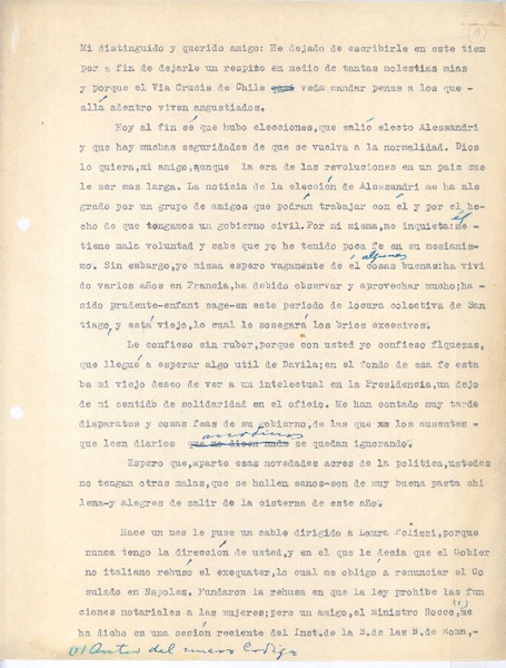 [Carta, 1932 nov. 3 Cavi di Lavagna, Génova, Italia <a> Pedro Aguirre Cerda, Chile