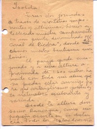 [Carta, entre 1940 y 1946], El Corral de Piedra, Chile <a> Isolda Pradel  [manuscrito] Oscar Castro.