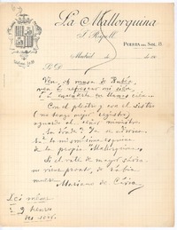 [Carta, entre 1900 y 1910], Madrid, España <a> Rubén Darío