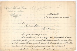 [Carta], 1905 sep. 5 Madrid, España <a> Rubén Darío