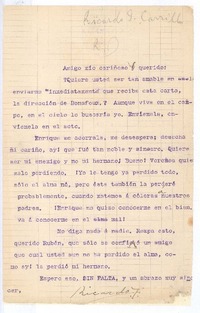 [Carta], c. 1900 España? <a> Rubén Darío