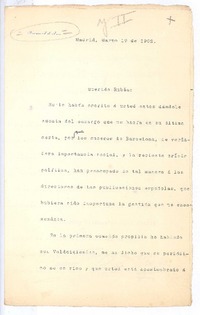 [Carta], 1902 mar. 19 Madrid, España <a> Rubén Darío