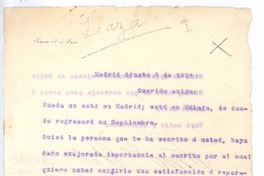 [Carta], 1901 ago. 5 Madrid, España <a> Rubén Darío