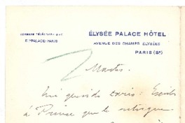 [Carta], c. 1900 Paris, Francia <a> Rubén Darío