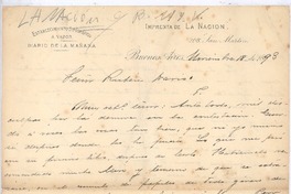 [Carta], 1893 nov. 18 Buenos Aires, Argentina <a> Rubén Darío