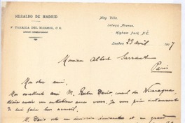 [Carta], 1907 abr. 23 Londres, Inglaterra <a> Albert Sarrant