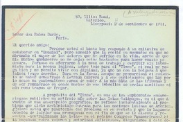 [Carta], 1911 sep. 4 Liverpool, Inglaterra <a> Rubén Darío