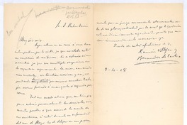 [Carta], 1908 oct. 9 Madrid, España <a> Rubén Darío