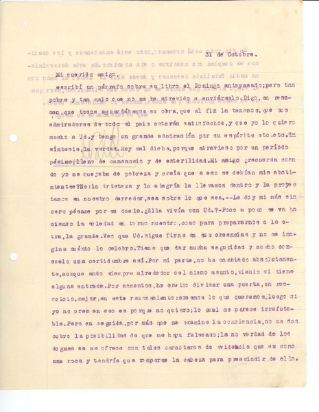 [Carta] 1924 oct. 31, Santiago, Chile [a] Augusto Winter