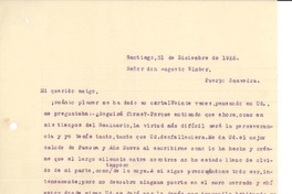 [Carta] 1925 dic. 31, Santiago, Chile [a] Augusto Winter