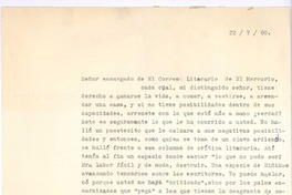 [Carta], 1960 jul. 22 Santiago, Chile <a> Raúl Silva Castro