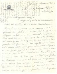 [Carta], 1933 ene. 13 Viña del Mar, Chile [a] Magdalena Petit