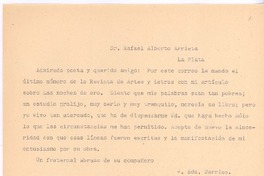 [Carta], c.1918 nov. 30 Santiago, Chile <a> Rafael Alberto Arrieta