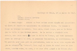 [Carta], 1947 mar. 19 Santiago, Chile <a> Rafael Alberto Arrieta