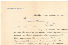 [Carta], 1923 oct. 5 Santiago, Chile <a> María Mujica