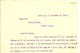 [Carta] 1933 mar. 15, Santiago [a] Gabriela Mistral, Puerto Rico