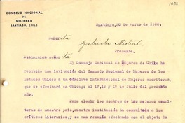 [Carta] 1933 mar. 20, Santiago [a] Gabriela Mistral