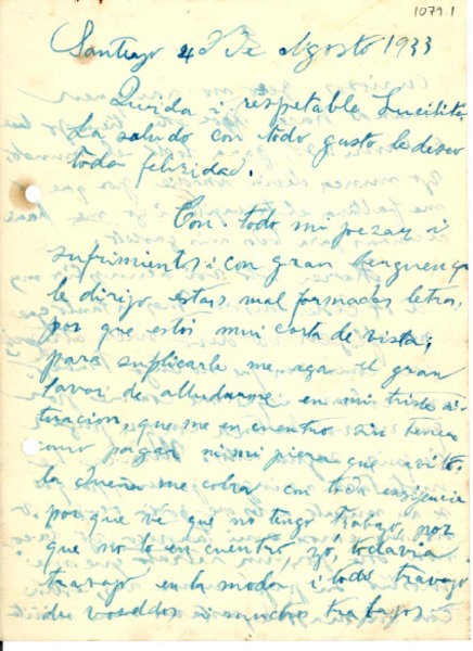 [Carta] 1933 ago. 4, Santiago, Chile [a] [Lucila Godoy]