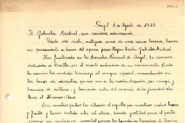 [Carta] 1933 ago. 8, Angol, [Chile] [a] Gabriela Mistral