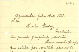 [Carta] 1933 jul. 10, Pontevedra, [españa] [a] Gabriela Mistral, Madrid