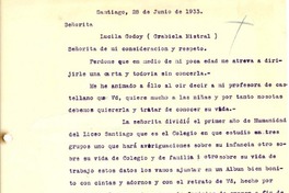 [Carta] 1933 jun. 28, Santiago [a] Gabriela Mistral