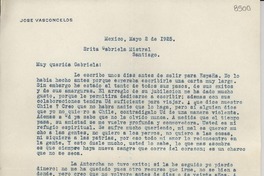 [Carta] 1925 mayo 2, México [a] Gabriela Mistral, Santiago