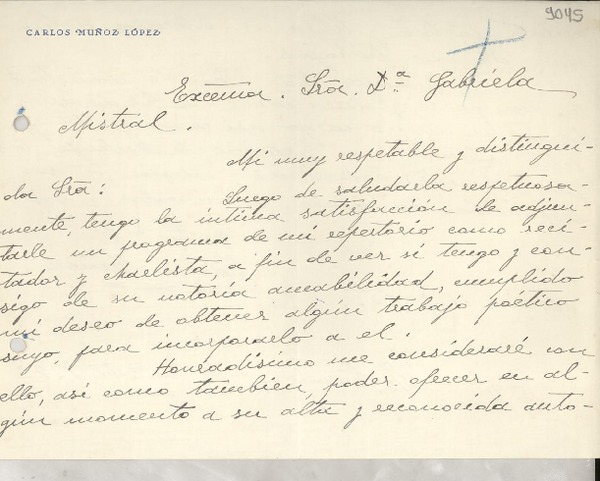[Carta] 1933 jul. 31, Madrid, [España] [a] Gabriela Mistral