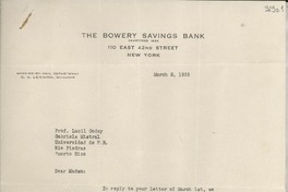 [Carta] 1933 Mar. 8, New York, [Estados Unidos] [a] Gabriela Mistral, Río Piedras, Puerto Rico