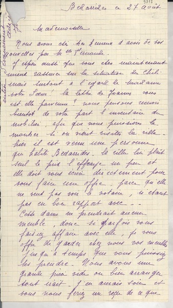 [Carta] 1932 aout 27, Bedarrides, [Francia] [a] Gabriela Mistral