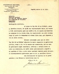 [Carta] 1933 mar. 25, Bogotá, [Colombia] [a] Gabriela Mistral, París, Francia
