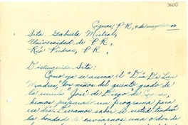 [Carta] 1933 mayo 4, Caguas, Puerto Rico [a] Gabriela Mistral, Río Piedras, Puerto Rico