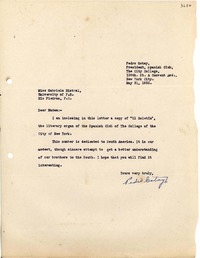[Carta] 1933 mayo 31, New York [a] Gabriela Mistral, Río Piedras, Puerto Rico