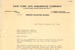 [Carta] 1933 dic. 27, New York [a] Consuelo Saleva, New York