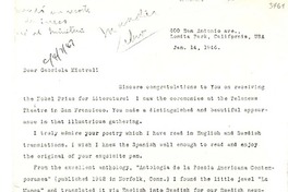 [Carta] 1946 ene. 14, Lomita Park, California, EE.UU. [a] Gabriela Mistral