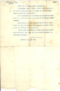 [Carta] 1933 ago. 7, Madrid [a] E. Morales Adaros, Antofagasta, [Chile]