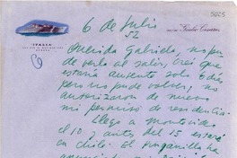 [Carta] 1952 jul. 6, Génova, Italia [a] Gabriela Mistral