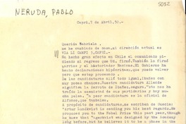 [Carta] 1952 abr. 7, Capri, [Italia] [a] Gabriela Mistral