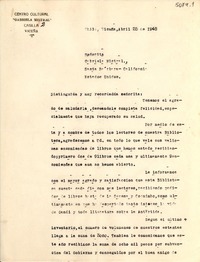 [Carta] 1948 abr. 25, Vicuña, Chile [a] Gabriela Mistral