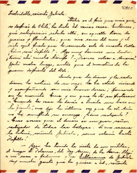[Carta] 1951 jun. 17, Vicuña [a] Gabriela Mistral