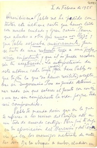 [Carta] 1955 feb. 1, Santiago, [Chile] [a] [Gabriela Mistral]