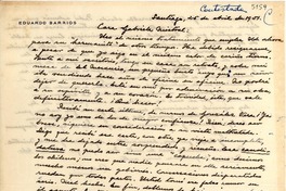 [Carta] 1951 abr. 25, Santiago, [Chile] [a] Gabriela Mistral