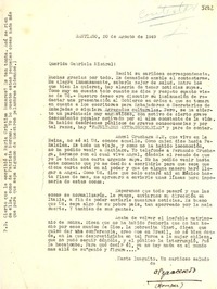[Carta] 1949 ago. 20, Santiago [a] Gabriela Mistral