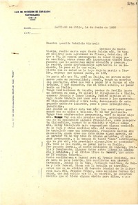 [Carta] 1950 jun. 14, Santiago [a] Gabriela Mistral