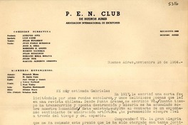 [Carta] 1954 nov. 16, Buenos Aires [a] Gabriela [Mistral]